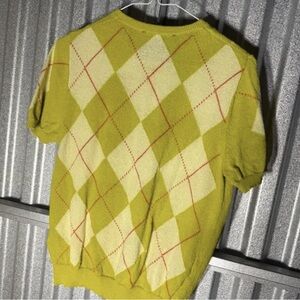 Men's Green Argyle Short-Sleeve Sweater - Classic Knit